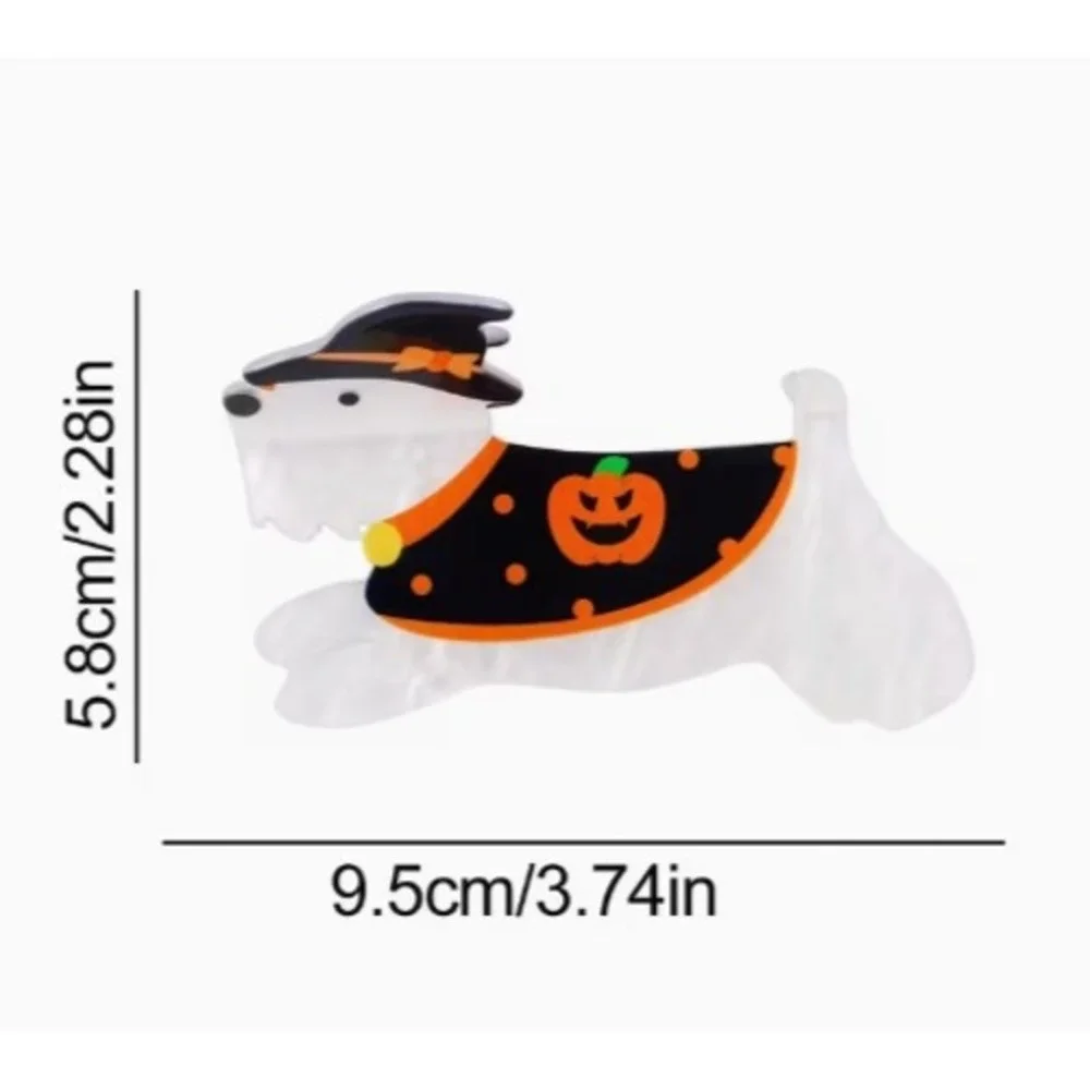 Halloween Scottie Dog Hair Claw Clip Women White New Witch Westie